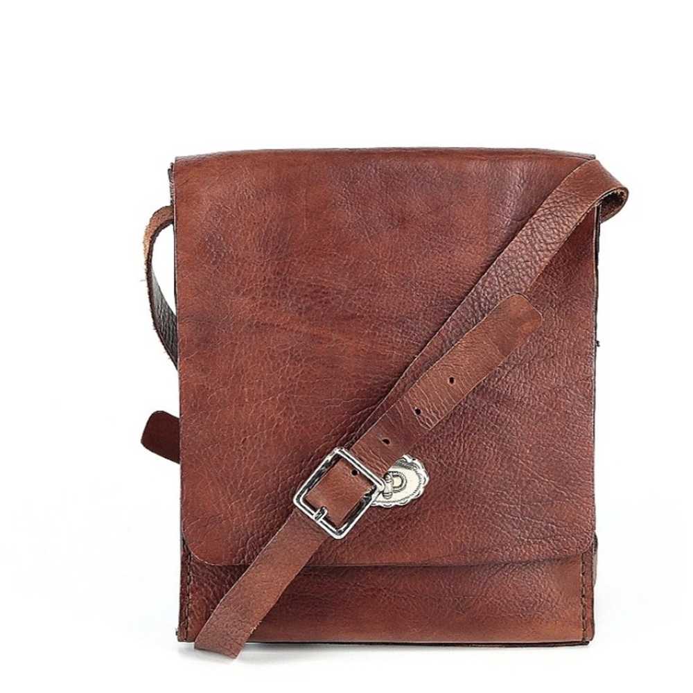 Handmade brown leather crossbody bag - image 2