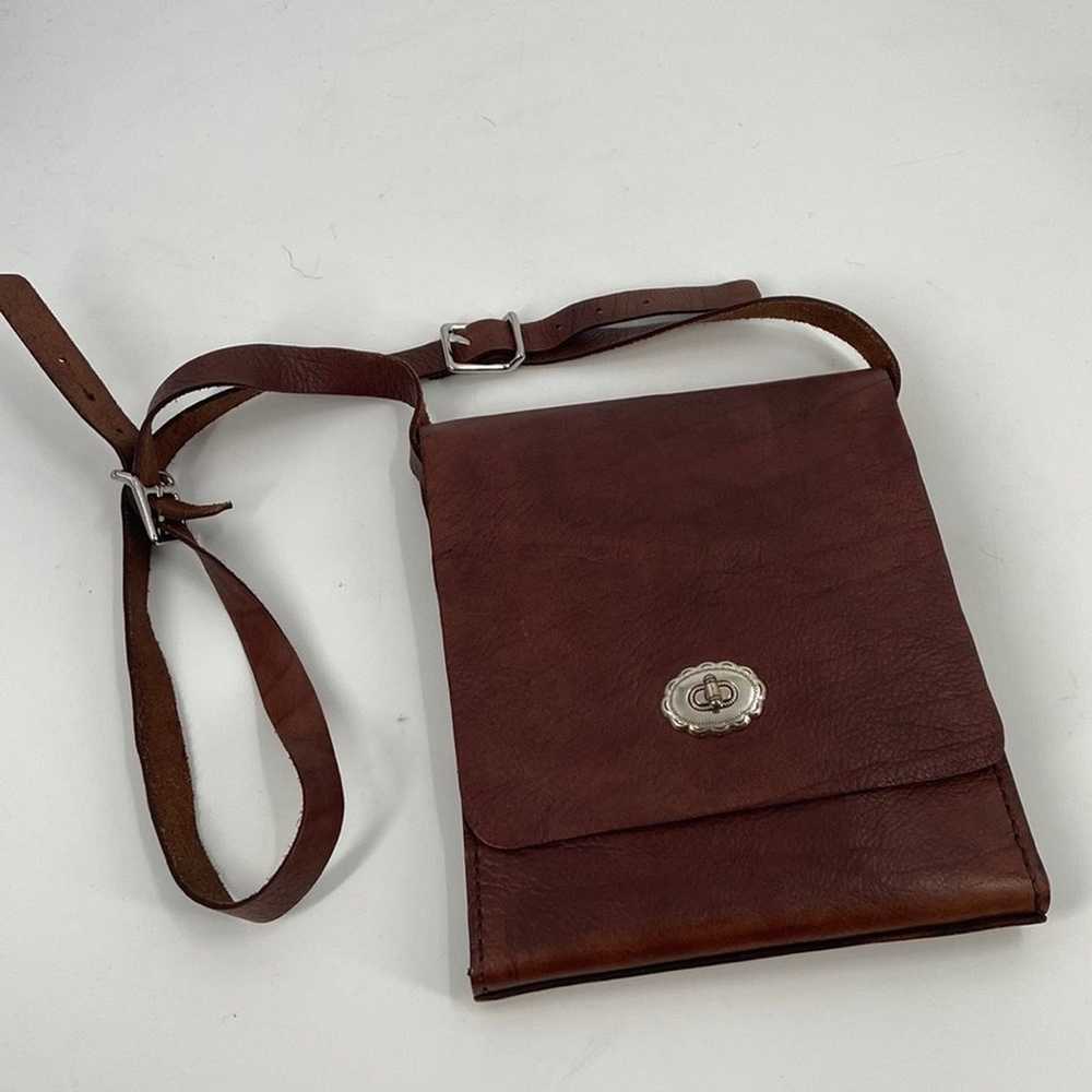 Handmade brown leather crossbody bag - image 3