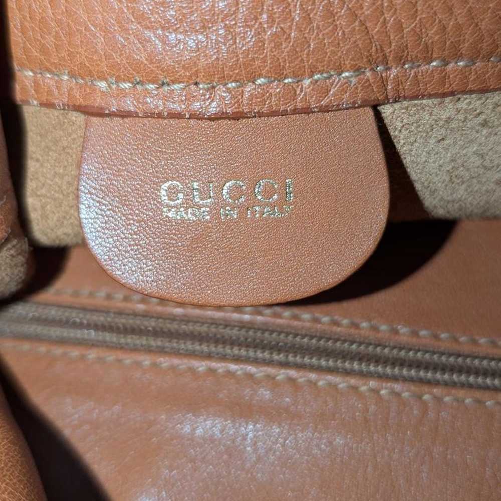 Old Gucci Bamboo Leather One Shoulder Bag Camel - image 8