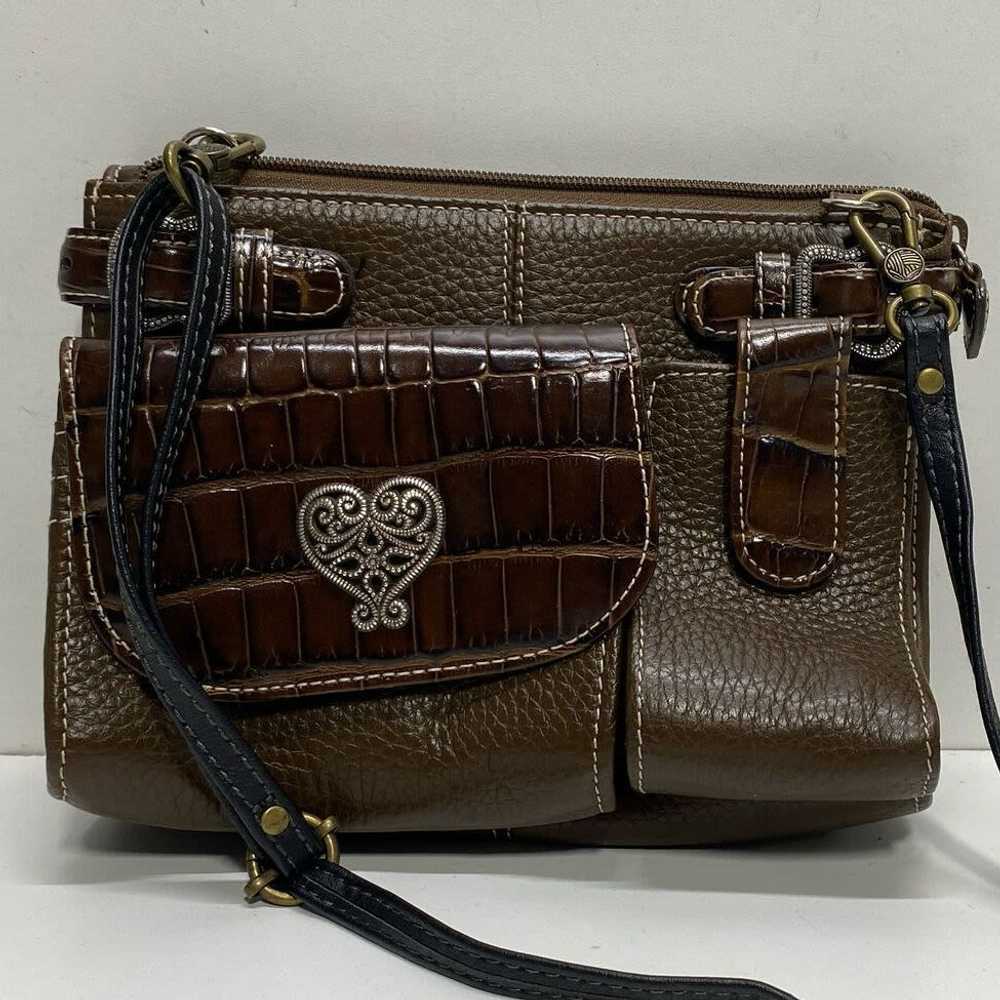 Brighton Brown Leather Crossbody Wallet Bag - image 1