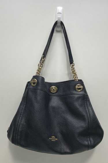 COACH 36855 Edie Black Leather Turnlock Shoulder B