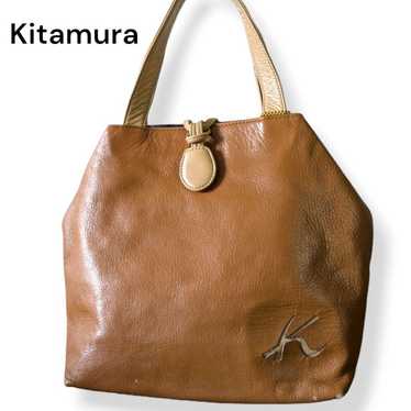 Kitamura Handbag Leather Brown K Logo