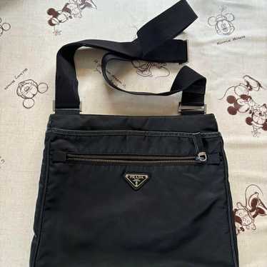 Prada Shoulder Bag Nylon Saffiano Triangle Logo Bl