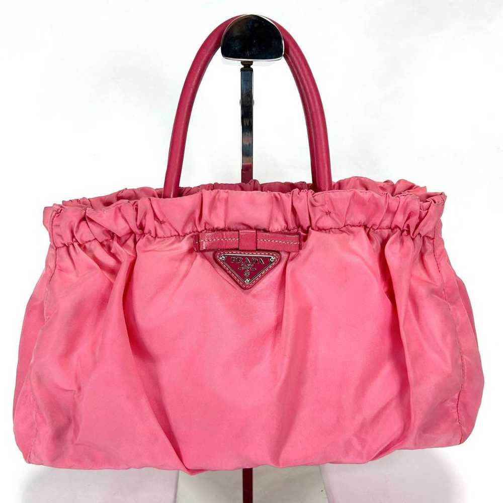 Prada 2way handbag, shoulder bag, pink, nylon, le… - image 2