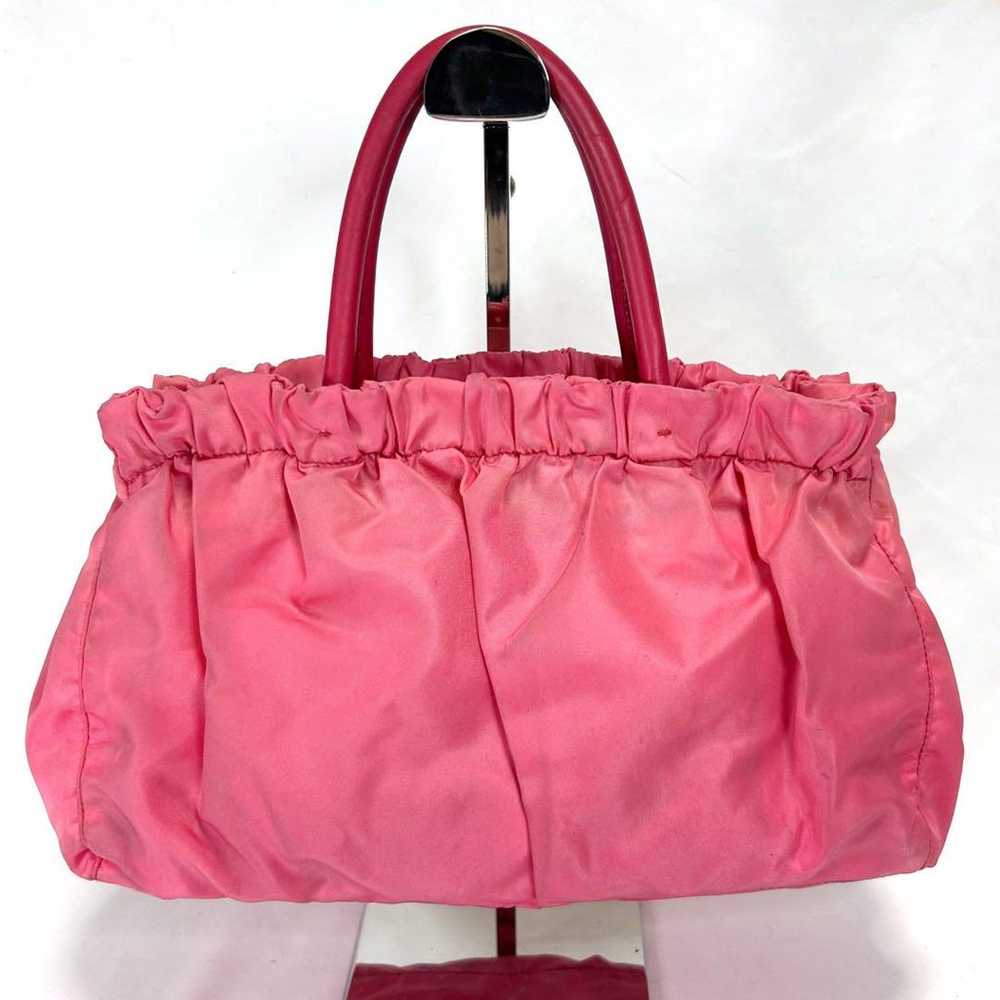 Prada 2way handbag, shoulder bag, pink, nylon, le… - image 3