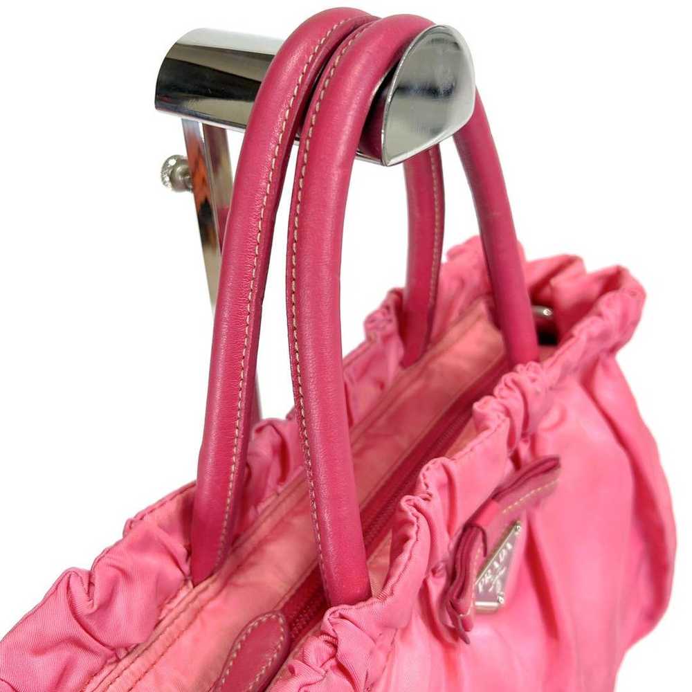 Prada 2way handbag, shoulder bag, pink, nylon, le… - image 4