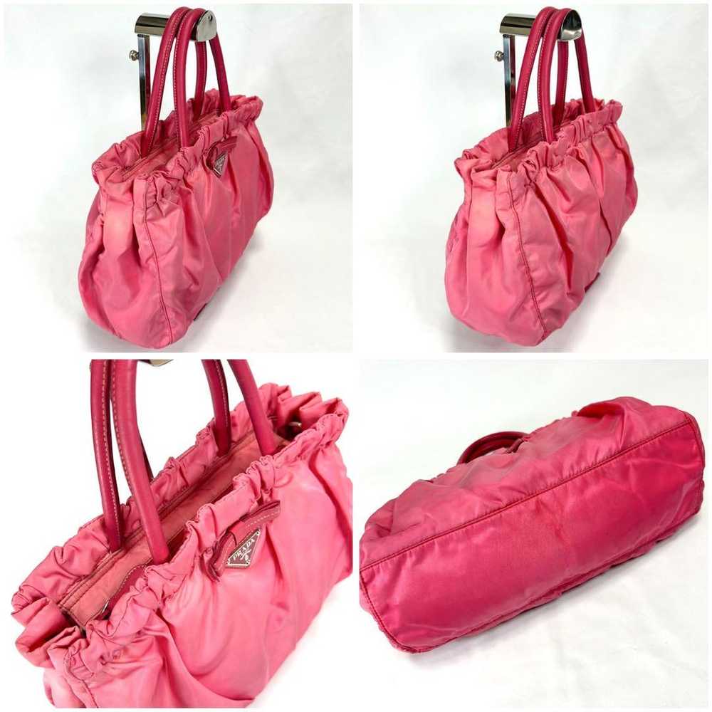 Prada 2way handbag, shoulder bag, pink, nylon, le… - image 6