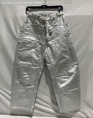 We the Free Moxie Metallic Silver Barrel Pants - S