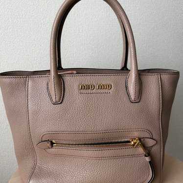 【miu miu】Handbag Madras Pink Beige