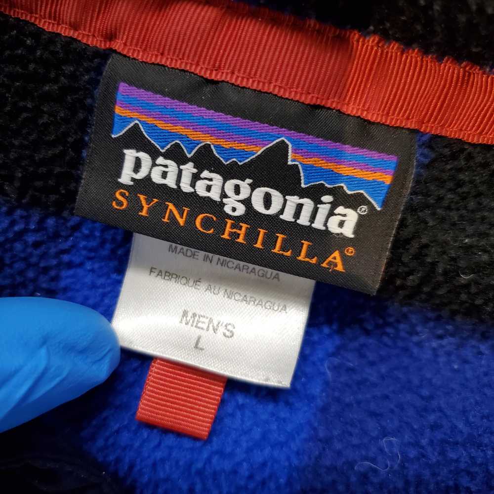 Patagonia Synchilla Blue/Black Snap-T Pullover Fl… - image 2