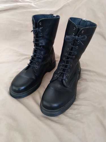 Diesel Black Gold Combat Boots Leather Black Ital… - image 1