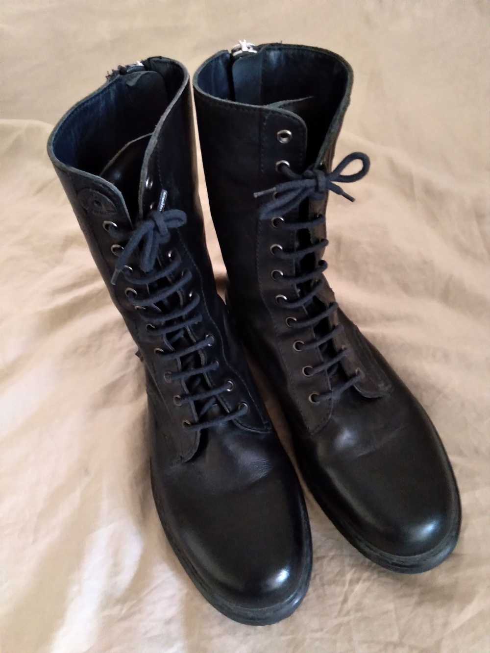 Diesel Black Gold Combat Boots Leather Black Ital… - image 6