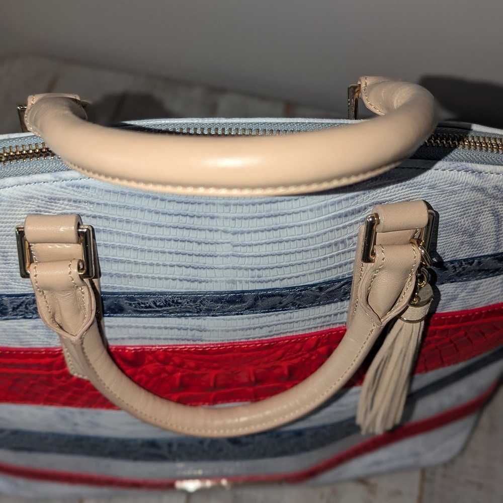 Brahmin Lg Duxbury Dome Satchel Bluestone Habaner… - image 9