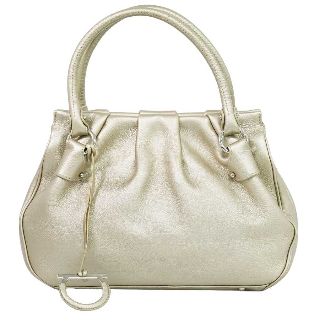 Salvatore Ferragamo Gancio Beige Leather Handbag … - image 1