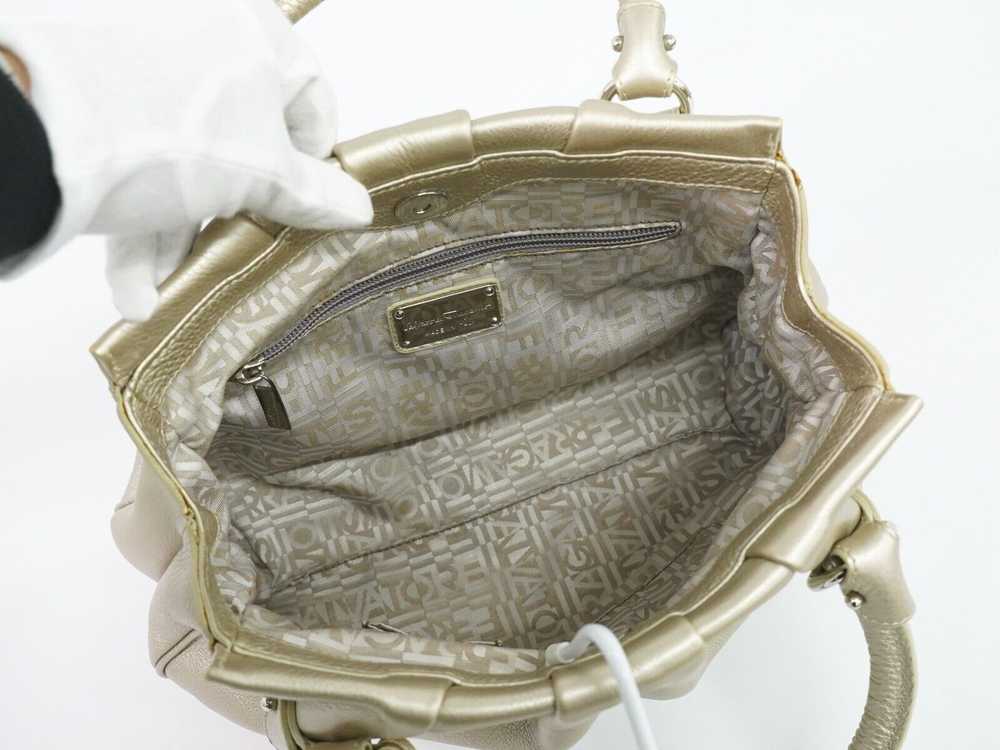 Salvatore Ferragamo Gancio Beige Leather Handbag … - image 5