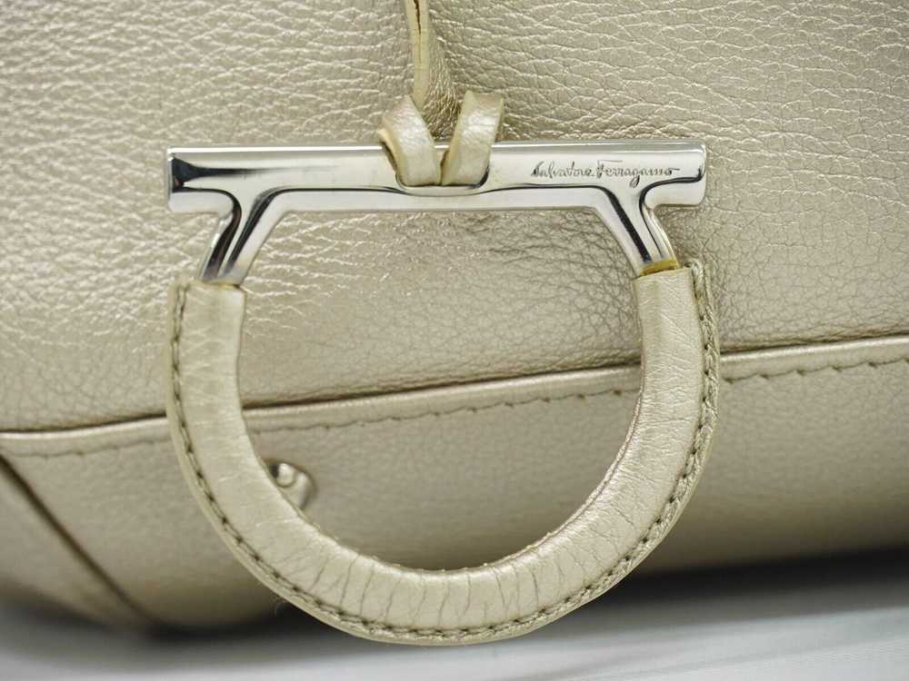 Salvatore Ferragamo Gancio Beige Leather Handbag … - image 8