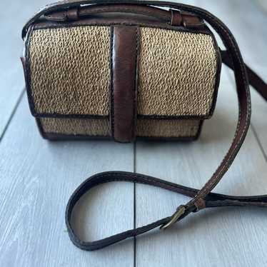 Vintage Leather woven bucket bag brown tone safari - image 1