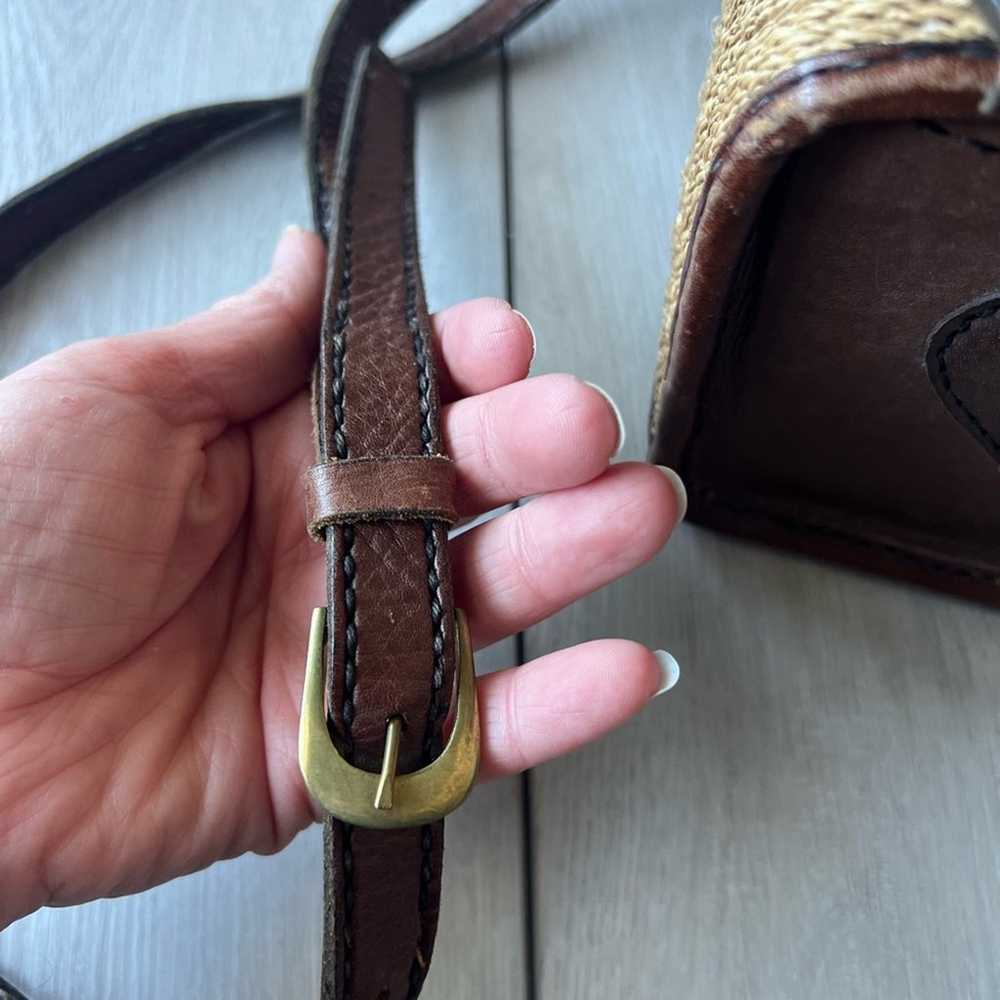 Vintage Leather woven bucket bag brown tone safari - image 9