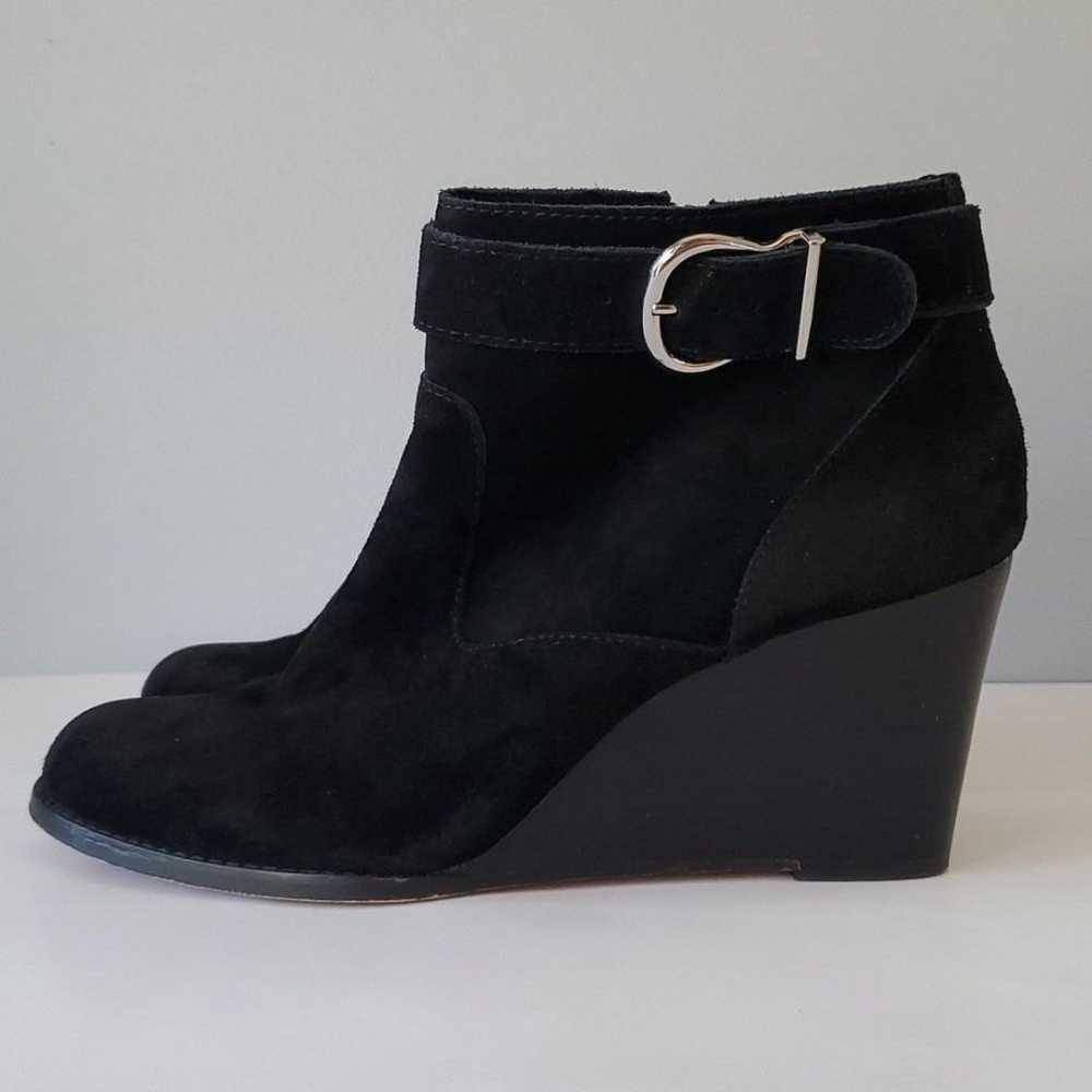 Sole Society Black Suede Peytal Wedge Booties Wom… - image 4