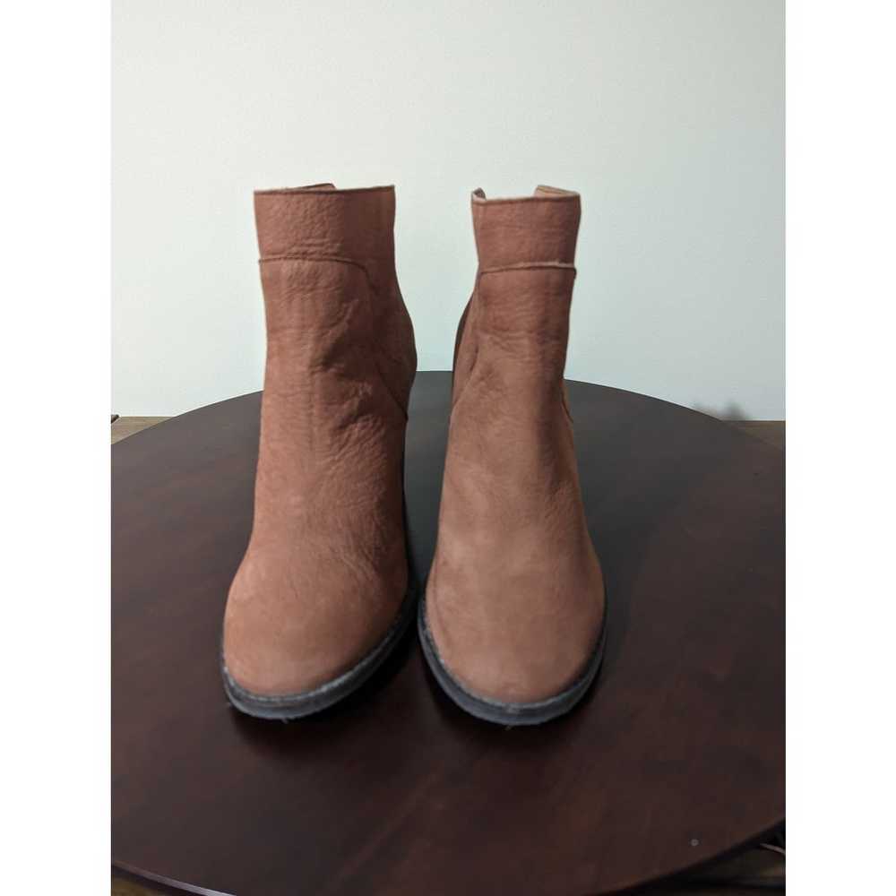 Lucky Brand Brown Leather Back Zip Booties Size 9… - image 2