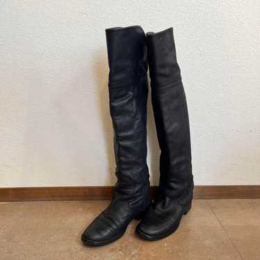 Black leather knee-high boots - image 1