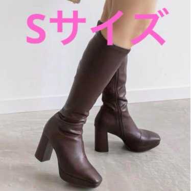 RANDA Square Toe Platform Long Boots Brown S Sole - image 1