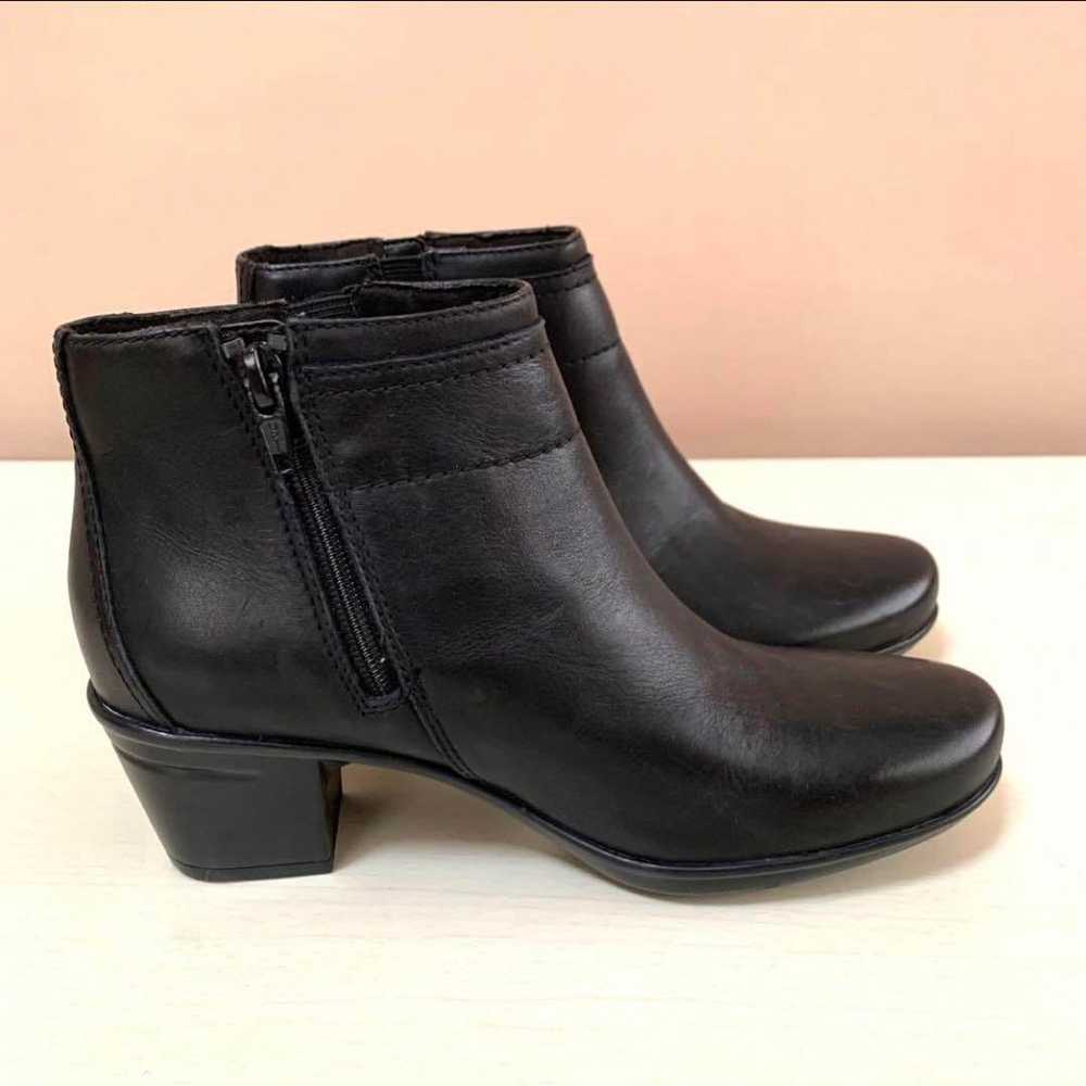 Clarks short boots bootie side zip leather black … - image 7