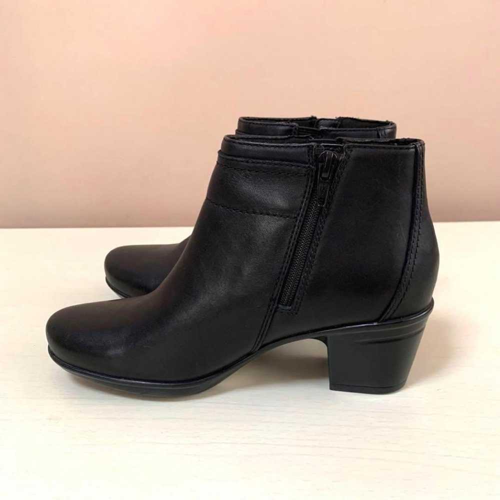 Clarks short boots bootie side zip leather black … - image 8