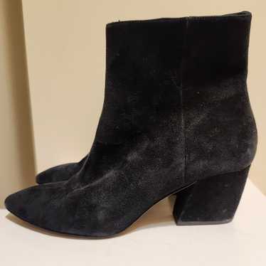 Botkier "Sasha" Black Luxe Suede Chunk Heel Ankle 