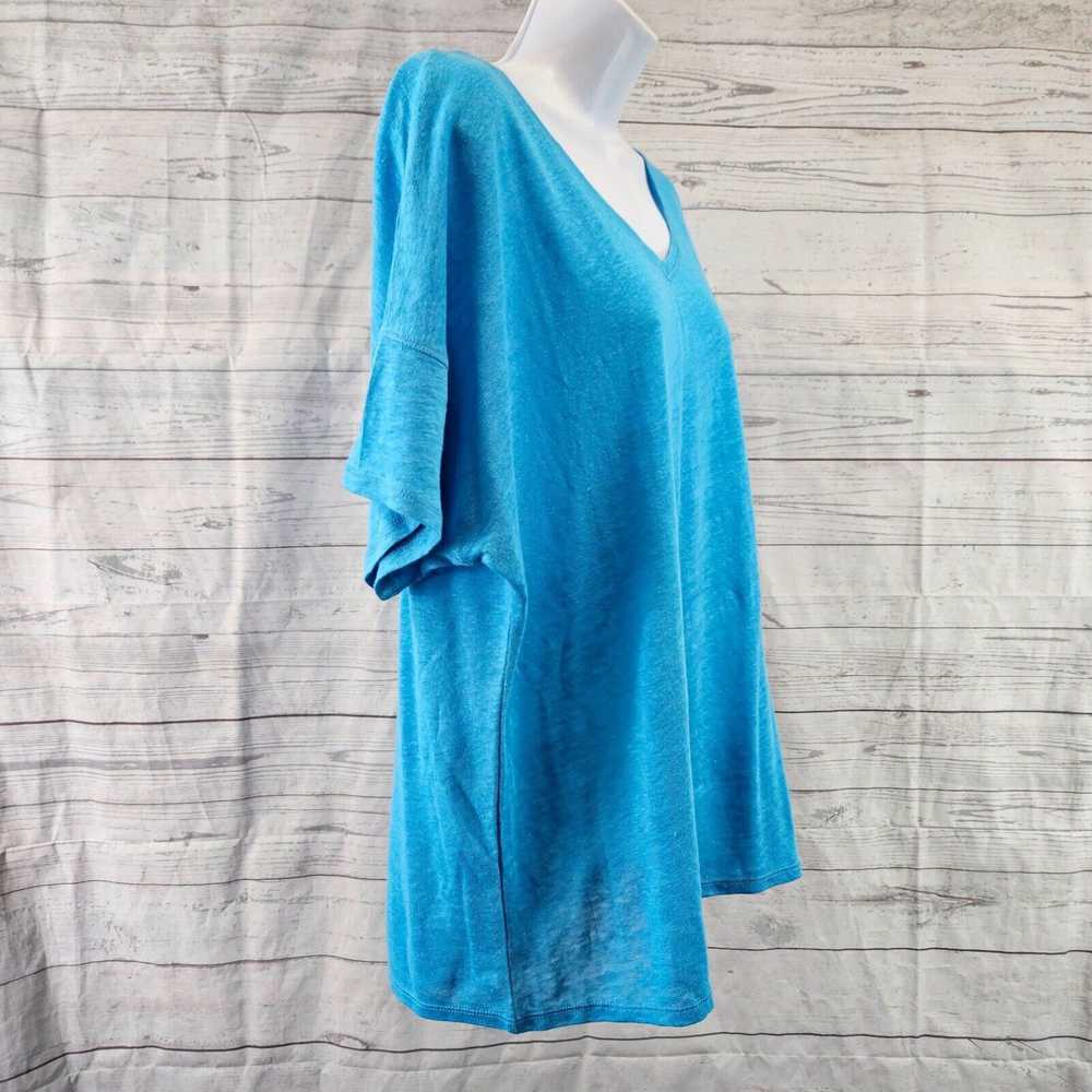 Vintage Chicos Womens Linen Tee Sz Large Solid Bl… - image 3