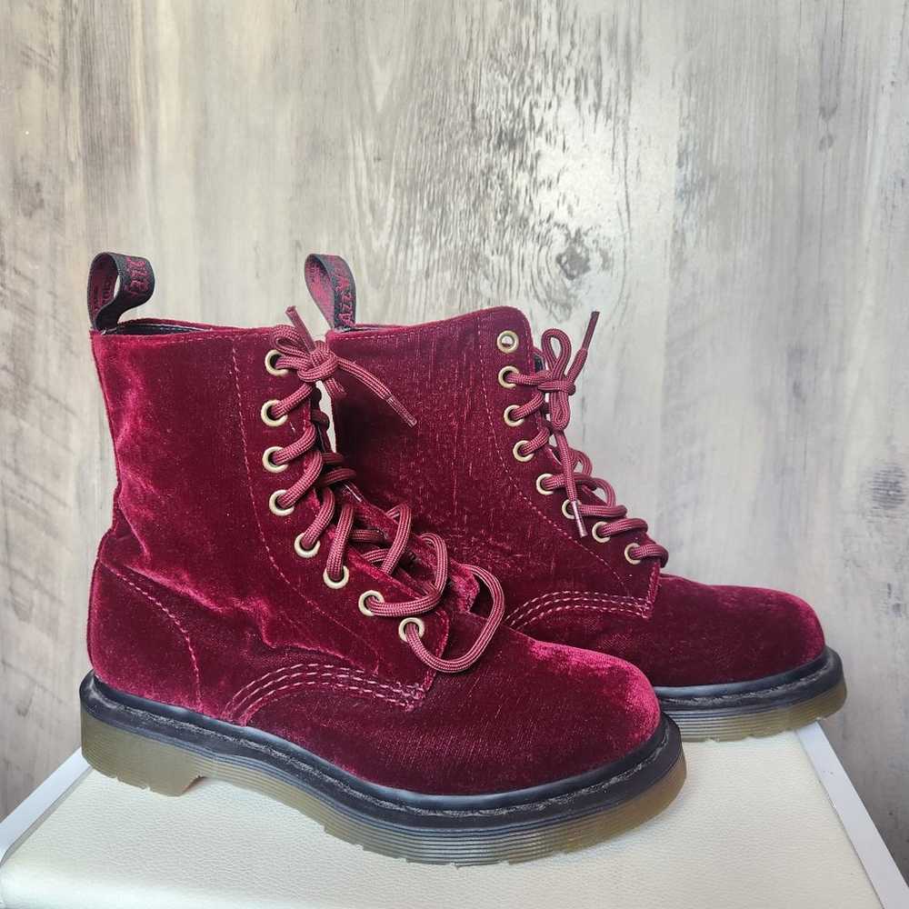 Dr. Martens Womens Page Burgundy Velvet Lace Up C… - image 1