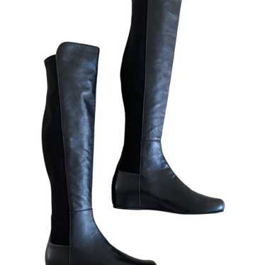 Stuart Weitzman Black Leather Lander Knee High 50… - image 1