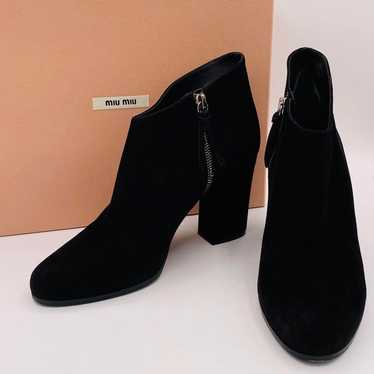 Excellent condition MIU MIU Black Suede Bootie wi… - image 1