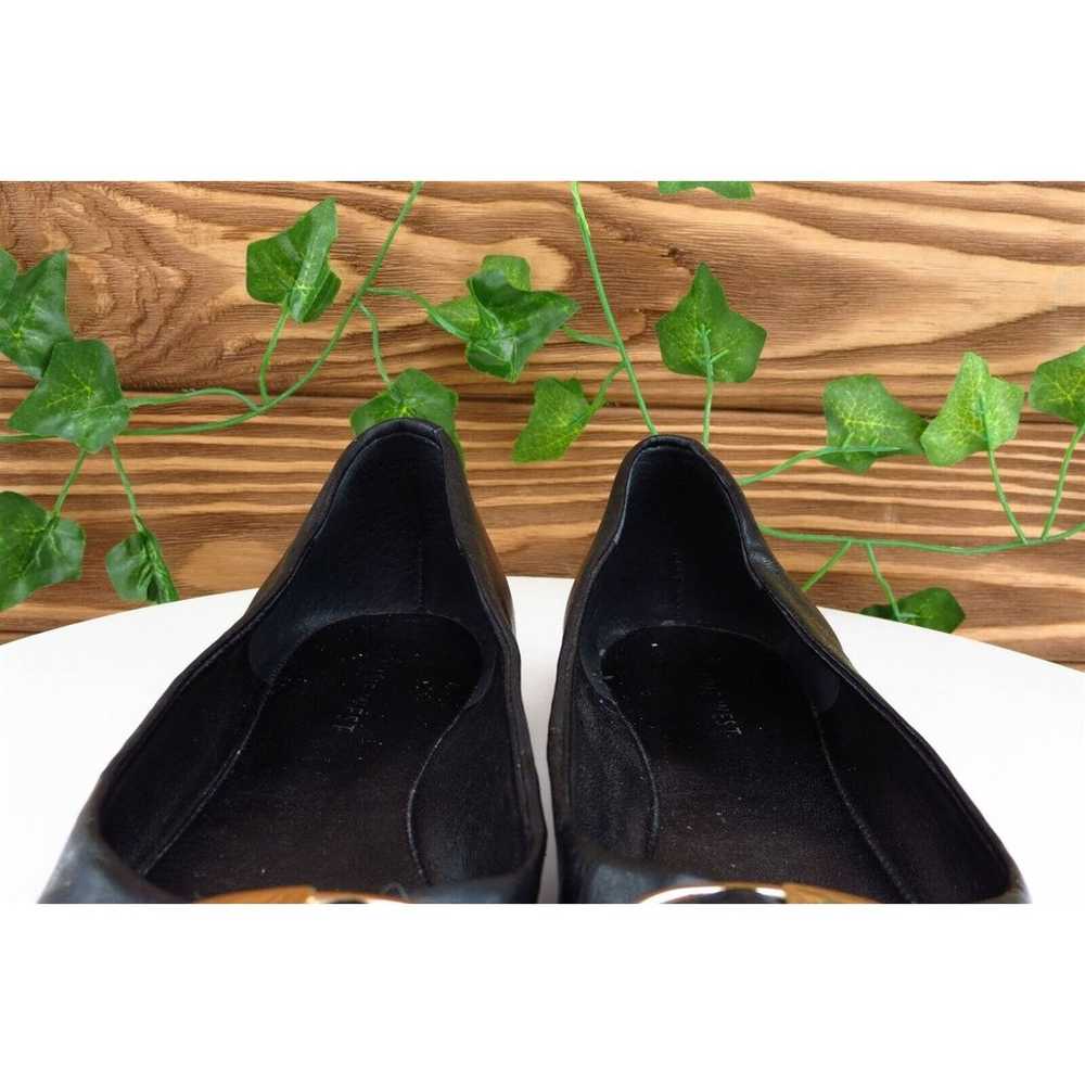 Nine West Women Sz 7.5 M Black Flat Leather Shoes - image 3