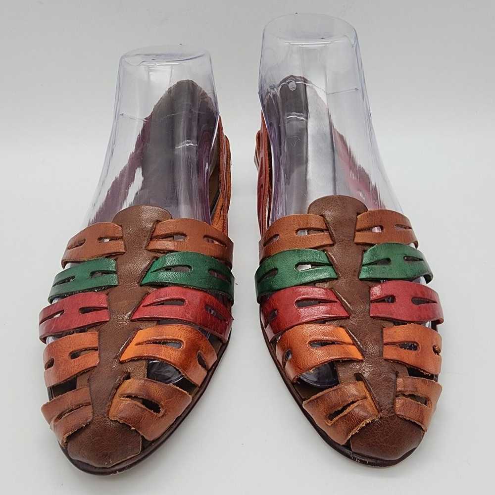 Vtg Drexlite Leather Huarache Shoes Sandals Slide… - image 2