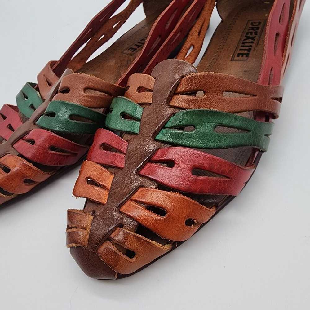 Vtg Drexlite Leather Huarache Shoes Sandals Slide… - image 6