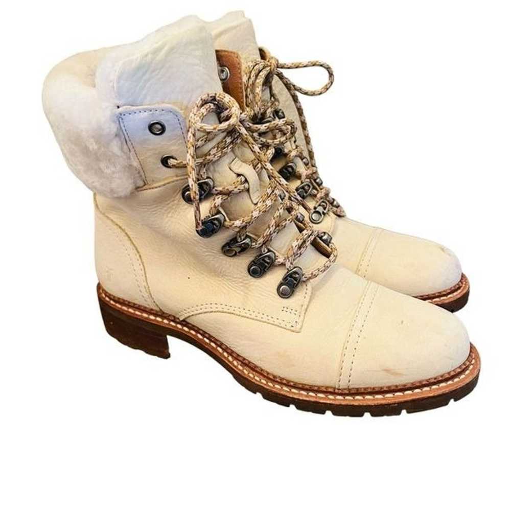 FRYE Samantha Hiker Boot Ivory Nubuck Leather She… - image 1