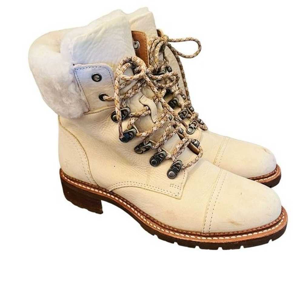 FRYE Samantha Hiker Boot Ivory Nubuck Leather She… - image 2