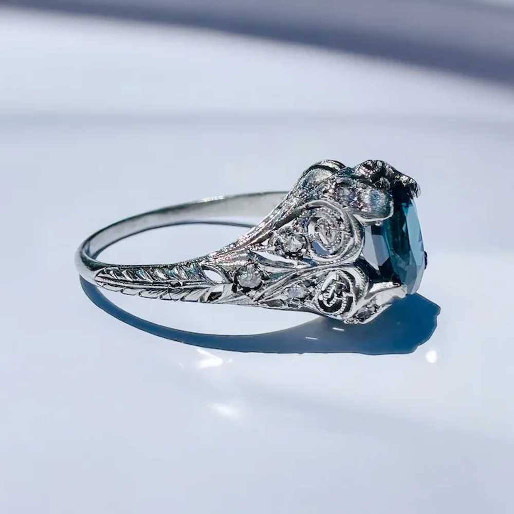 Platinum Sapphire Diamond Edwardian Engagement Ri… - image 5