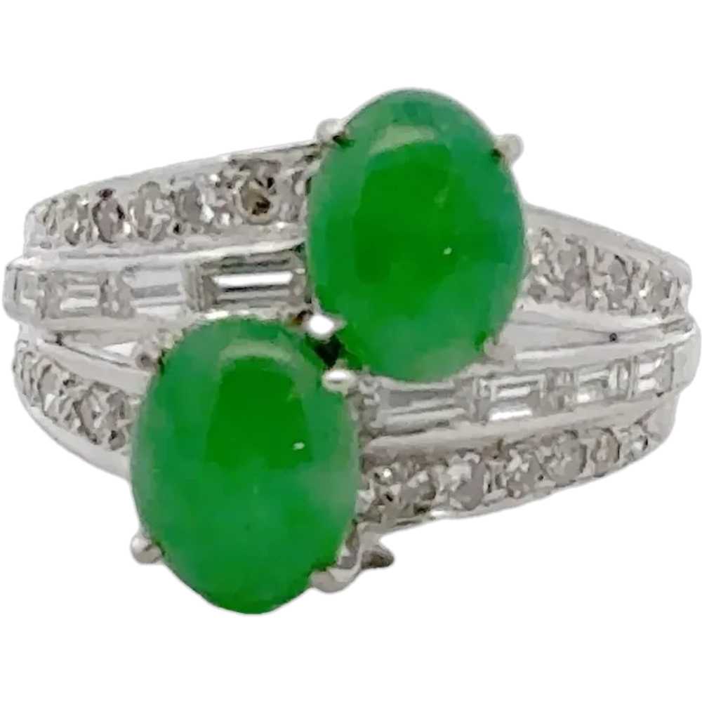 Late 20th Century Diamond Jade 14 Karat White Gol… - image 1