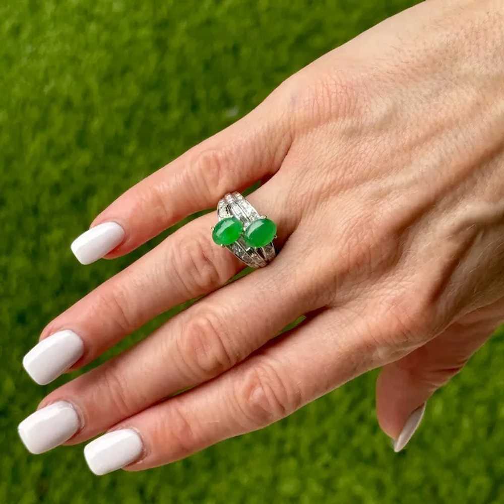 Late 20th Century Diamond Jade 14 Karat White Gol… - image 2