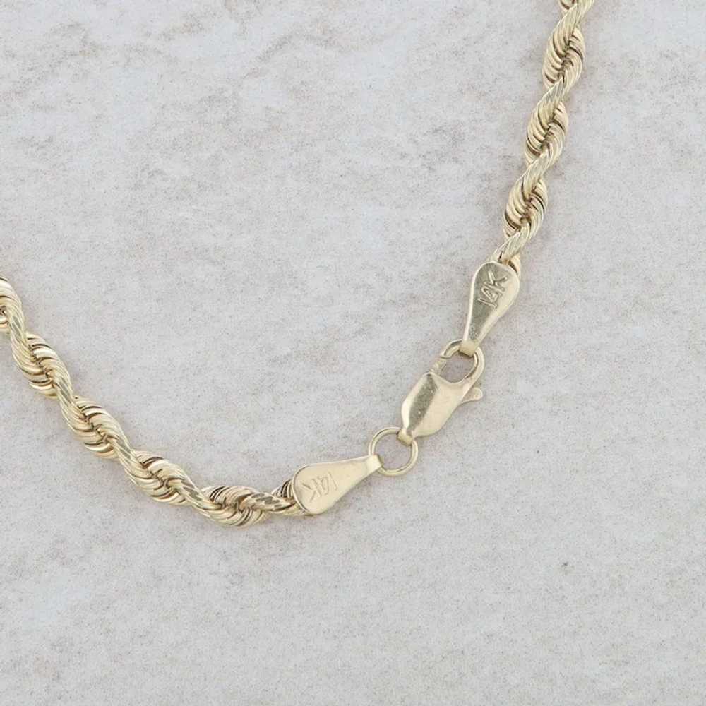 14k Yellow Gold Solid Rope Chain 16.5g - image 2