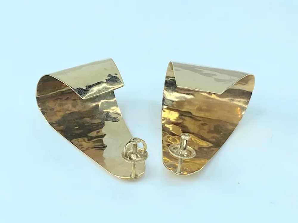 14K yellow gold high Gross Art Modern earrings 8.… - image 6