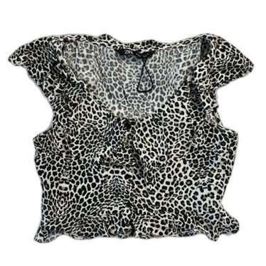 Zara Zara Women's Blouse Medium Cheetah Print Sle… - image 1