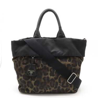 ri60 Bag Prada Tote 2Way Shoulder Reversible Leop… - image 1