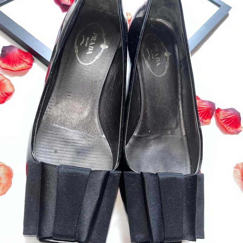 Prada ✨ Open-toe bow pumps in patent leather - image 2