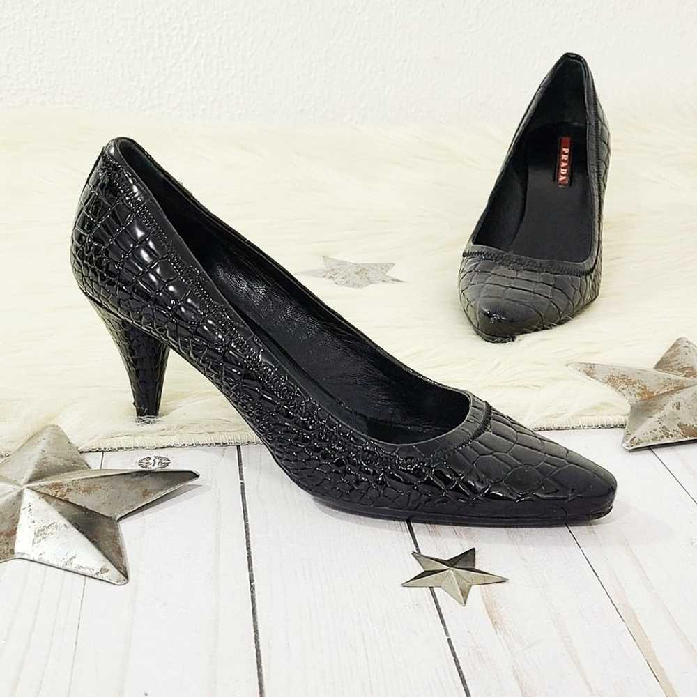 Vintage Prada black patent croc pumps size 36 - image 1