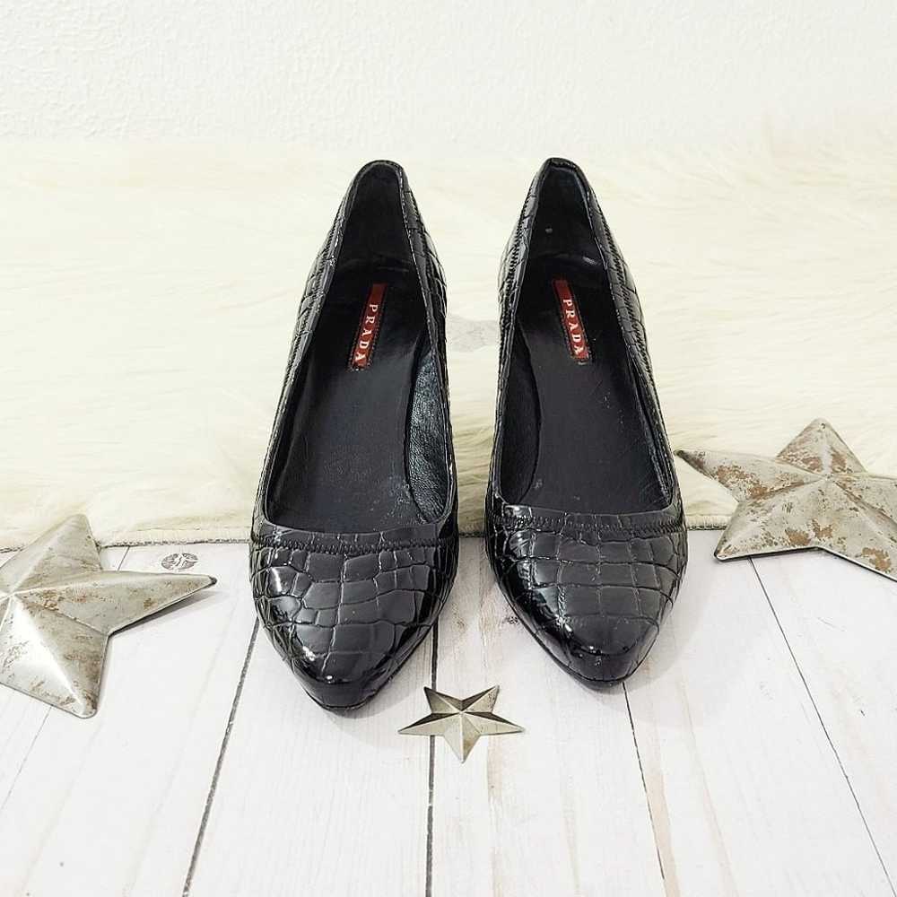 Vintage Prada black patent croc pumps size 36 - image 2