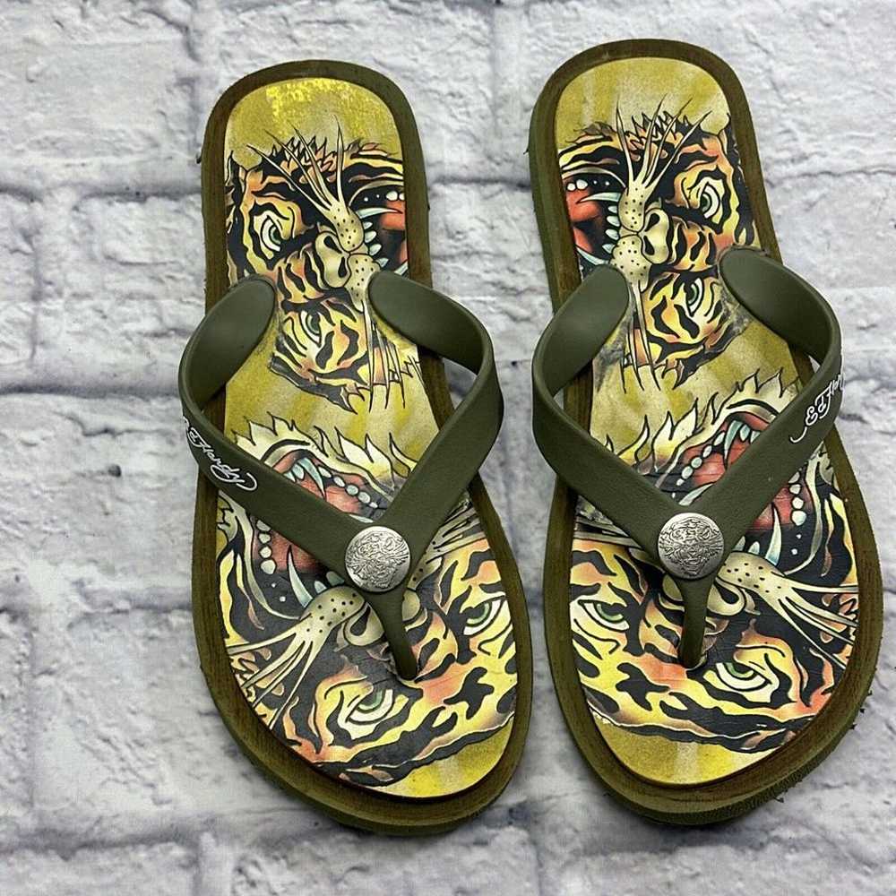 Ed Hardy Logo Geeen Casual Slide Flip Flop Sandal… - image 1