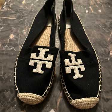 Tory Burch black canvas flats with beige trim -Sz… - image 1